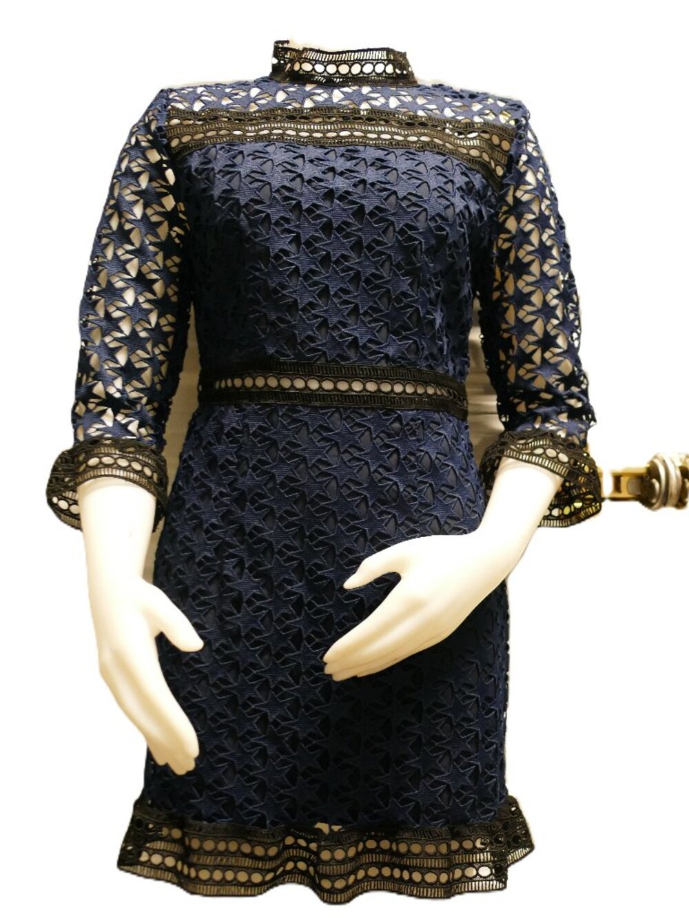 Gorgeous Black & Blue Star Lace Lined Party Dress Size M